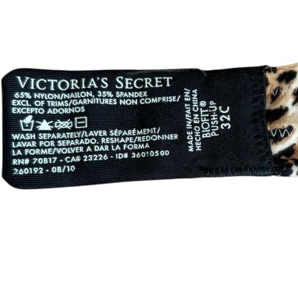 Victorias Secret Biofit Push Up Bra Womens Size 32C Leopard Print - Picture 10 of 10